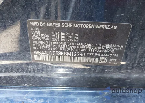 2019 BMW 430I Gran Coupe z USA, uszkodzony, nr VIN WBA4J1C58KBM12280